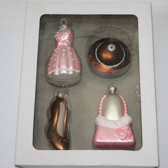 Samaco Expressions Christmas Ornaments Pink Dress & Purse with Brown Shoe - Picture 1 of 1